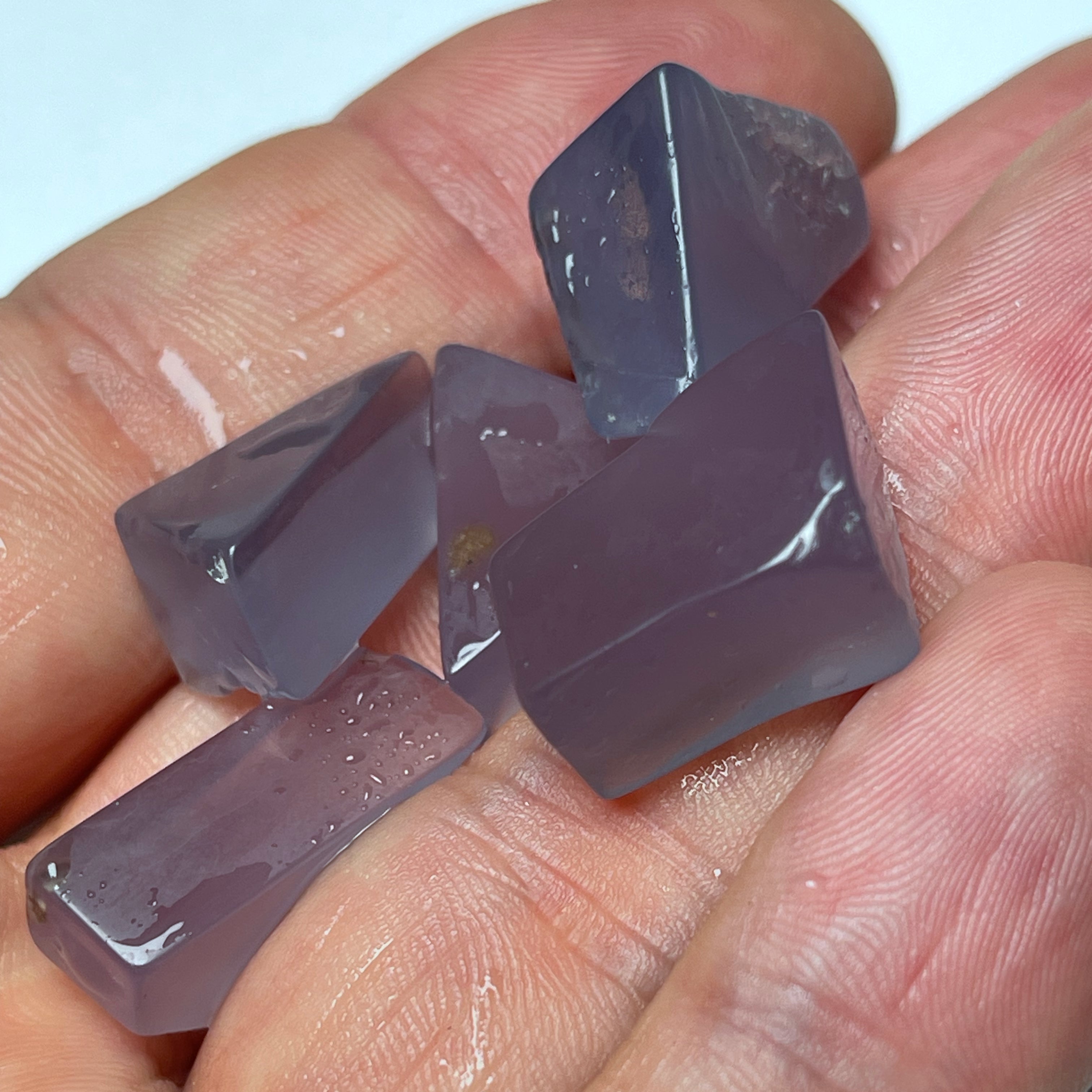 15 Gramm total - 5 Stück Rohe blaue Chalzedon aus Äthiopien - DeinOpal