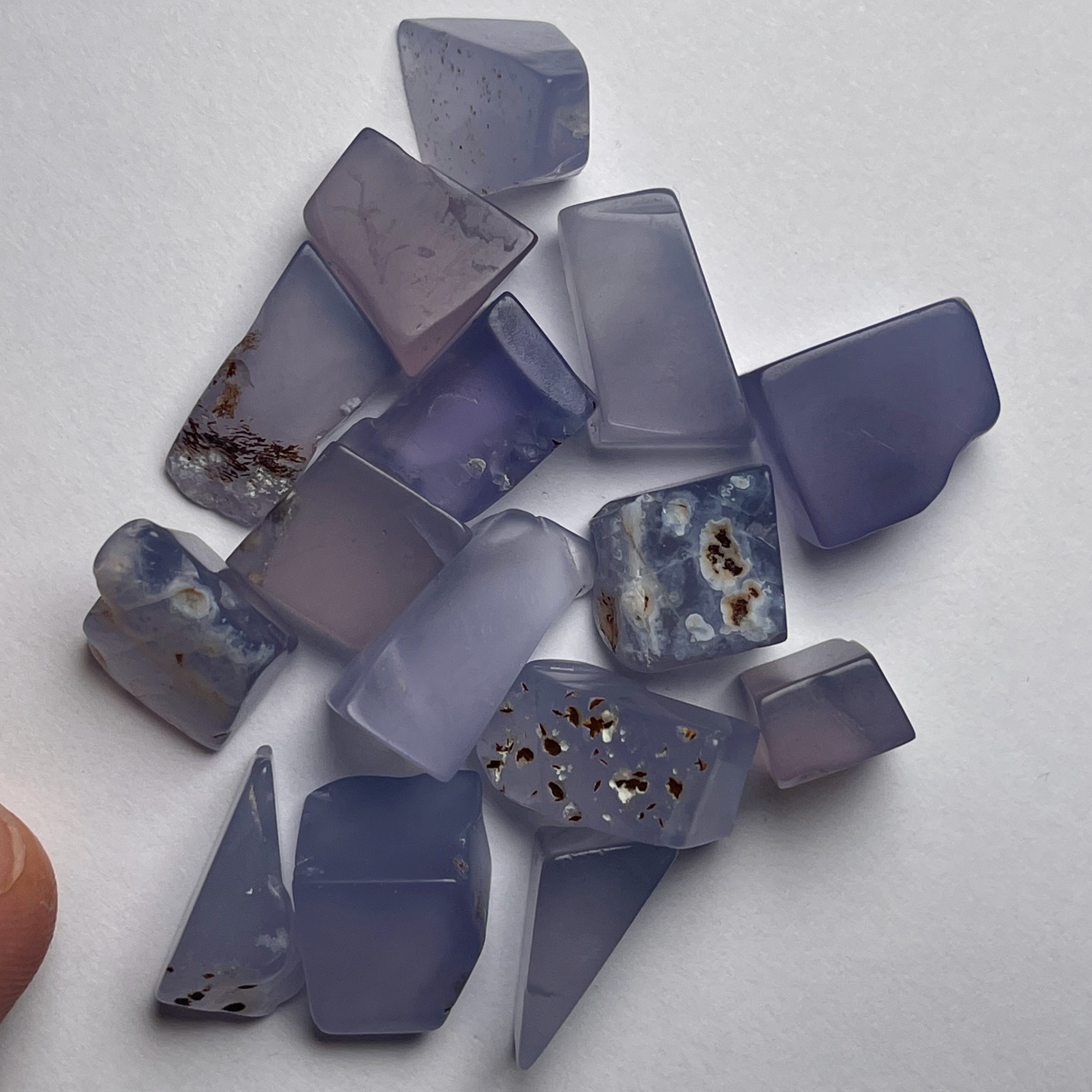 36 Gramm - Parcel mit rohen blauen Chalzedon aus Äthiopien - 15 Stück - DeinOpal