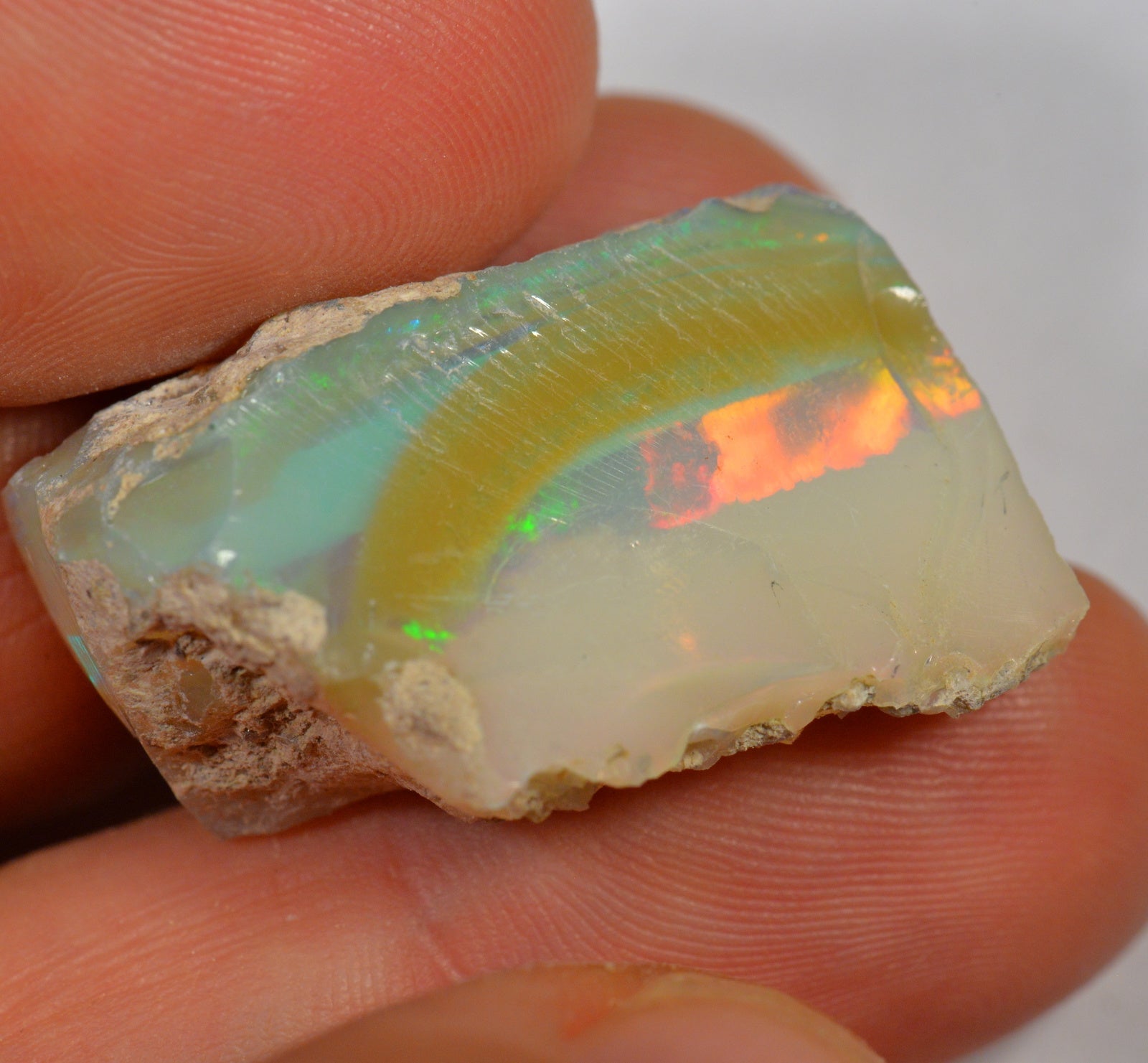39 Carat Rough Ethiopian Welo Opal Elongated Form — natural untreated rough Ethiopian Welo opal