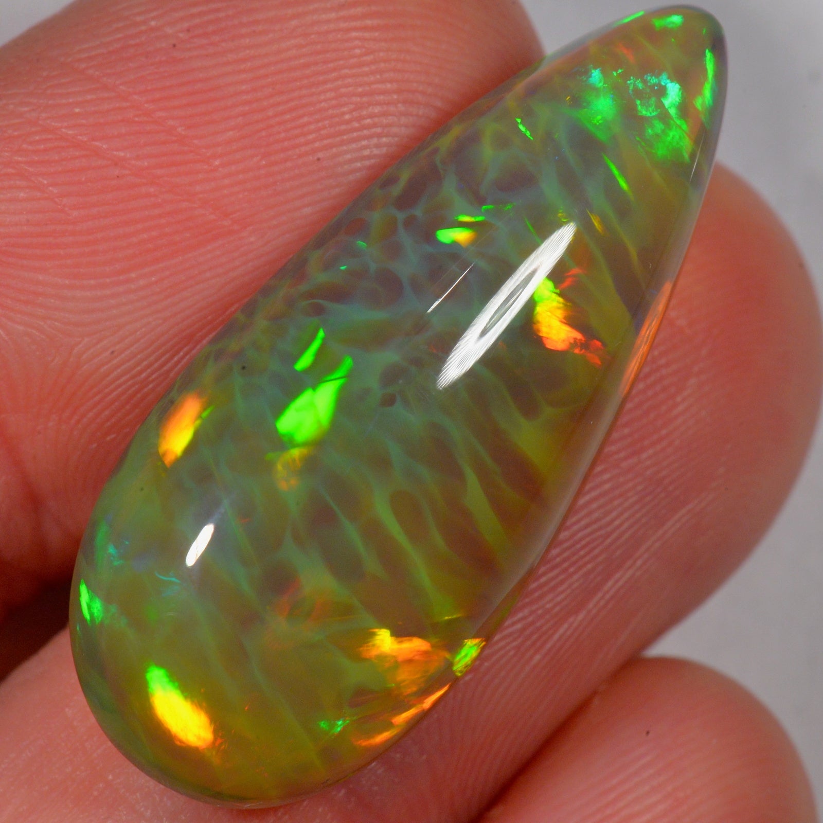 22.6 Carat - Natural Dark Ethiopian Welo Opal With Crazy Pattern - Beska Mine — natural untreated Ethiopian Welo opal