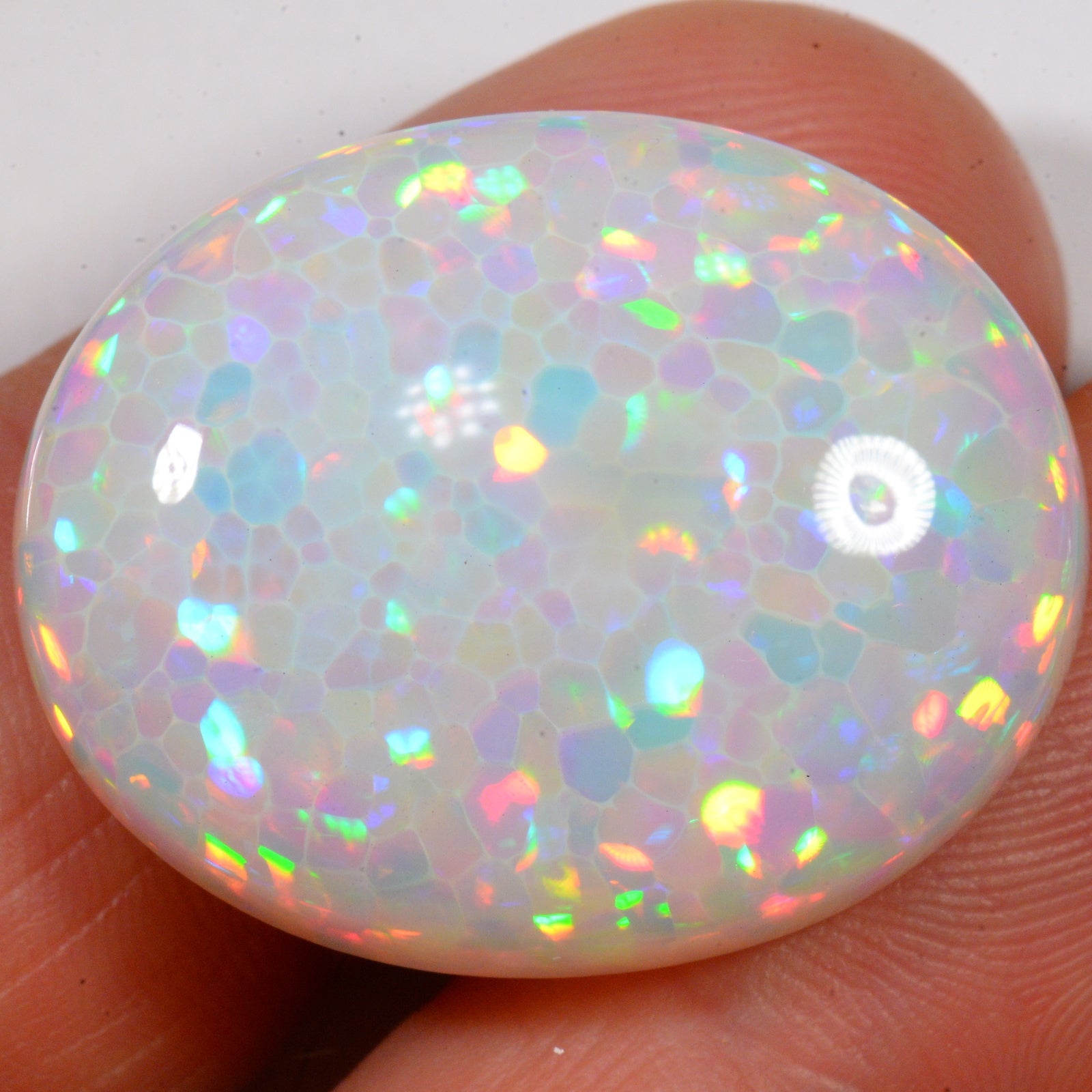 28,1 carats - Opale Welo d'Éthiopie brillante à motif nid d'abeille authentique – opale Welo d'Éthiopie naturelle